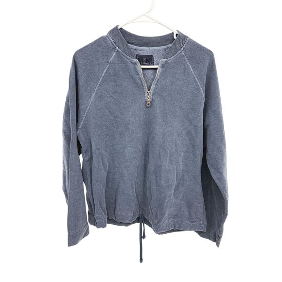 Vintage AGoldE Blue Gray Zip Neck Sweatshirt with Drawstring Hem Size XS - Picture 1 of 3